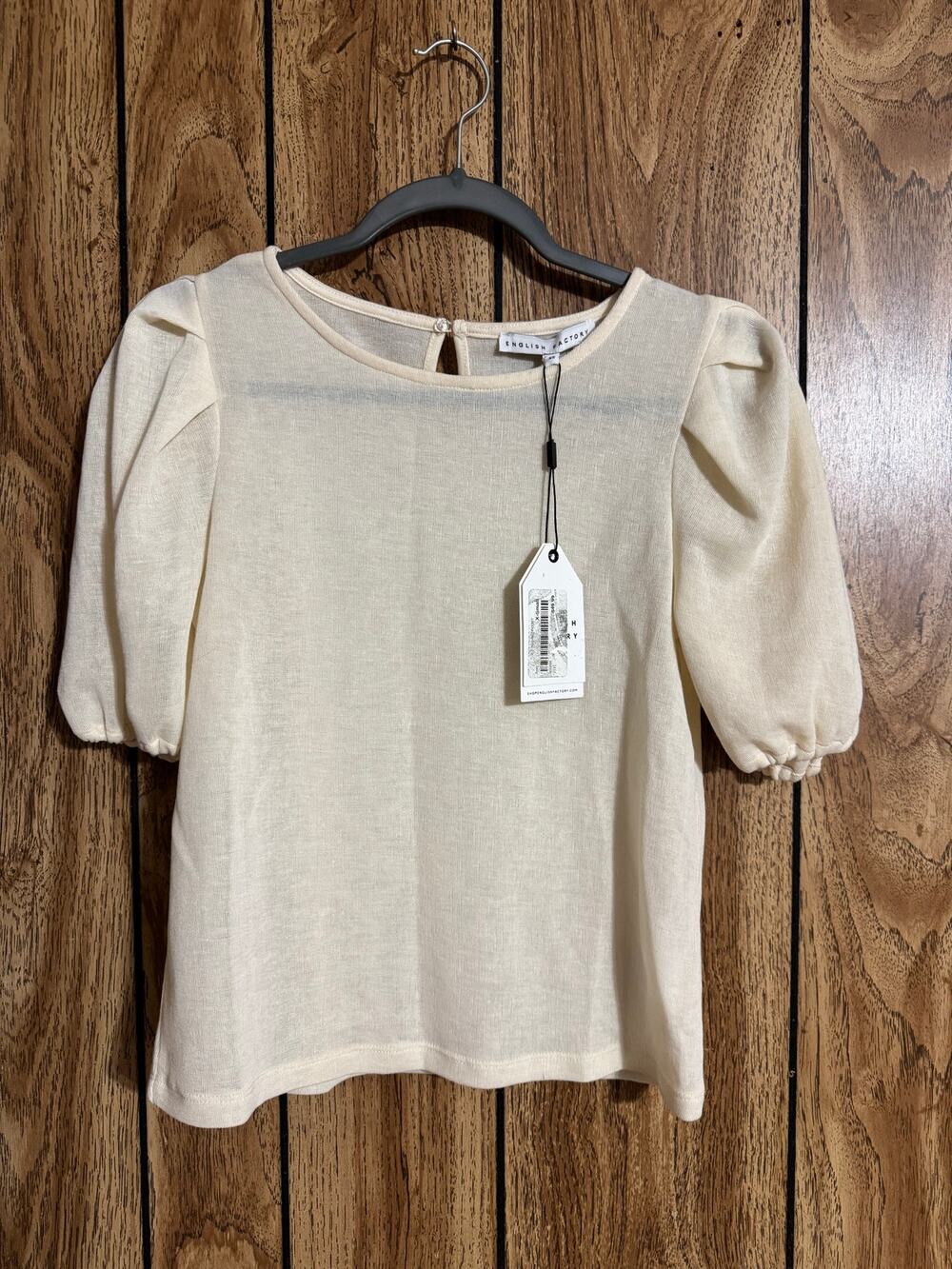 NWT English Factory Women’s Blouse Top Sheer Yellow Cream XS $49.99